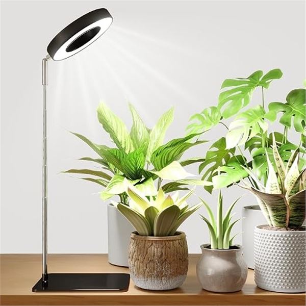 Bamworld Telescoping LED Plant Grow Light for Indoor Plants; 8W LED Halo Design, Full Spectrum - New