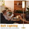 Image 4 : 64" Minimalist Floor Lamp with White Linen Shade & Gold Pole; 3 Color Temps, LED Bulb Included - New