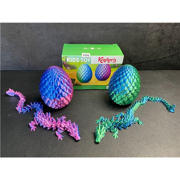 2-Pack Large 3D Printed Dragon Eggs with Articulated Dragons Inside - New