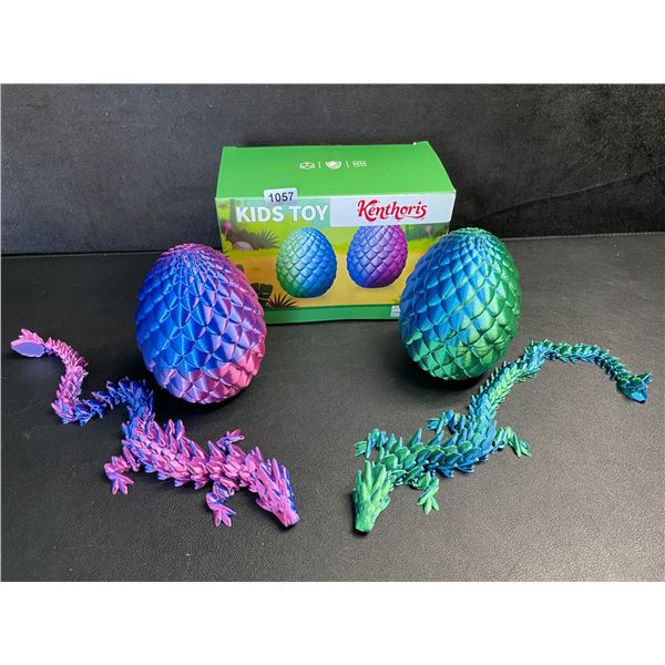 2-Pack Large 3D Printed Dragon Eggs with Articulated Dragons Inside - New