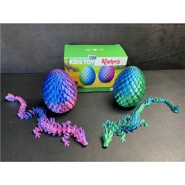 2-Pack Large 3D Printed Dragon Eggs with Articulated Dragons Inside - New