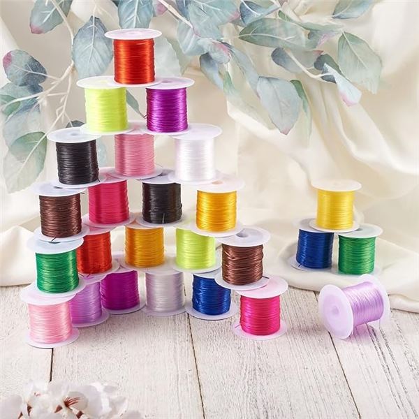 25-Rolls/Colours Elastic Stretch Fibre Wire/Jewelry Making Wire (10m Per Roll) - New
