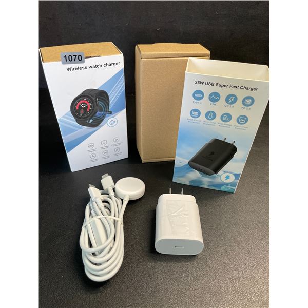 2 25W Fast-Charge Watch & Phone Charging Sets; Charges Watch & USB-C Phones at Same Time!