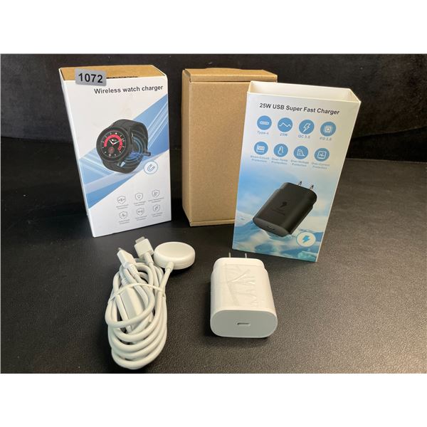 2 25W Fast-Charge Watch & Phone Charging Sets; Charges Watch & USB-C Phones at Same Time!