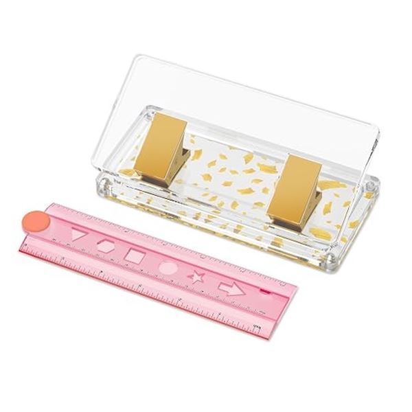Acrylic 2-Hole Desktop Paper Hole Punch w/ 10-Sheet Capacity, Non-Slip Base - New