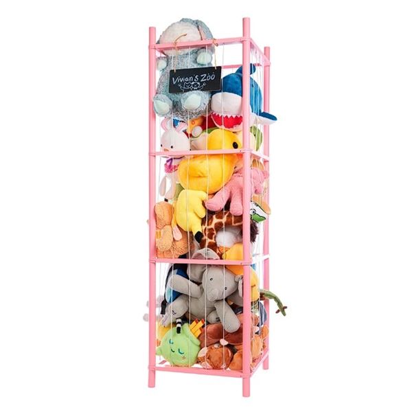 Large Wooden Stuffed Animal Storage Organizer/"Zoo" (Pink) 54" x 15" x 15" - NEW (Assembly Req'd)