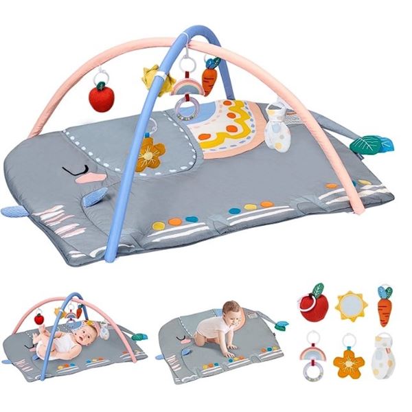 Oversized Baby Play Mat/Tummy Time Mat (44" x 33") Activity Gym w/ 6 Detachable Toys - NEW!