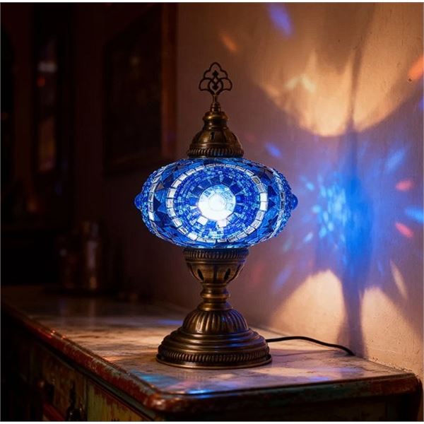 Mozaist Turkish Mosaic Lamp 13.8" Stained Glass Authentic Turkish Lamp - New in Box!