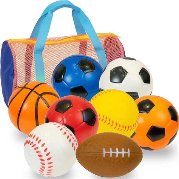 8PC of Soft and Safe Foam Activity Balls with Carry Bag - New