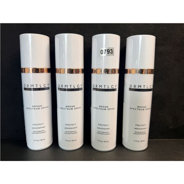 4 Bottles of DRMTLGY Broad Spectrum SPF45 UVA/UVB Protection - New