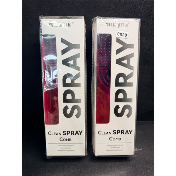 Lot of 2 Detangler Hair Brushes with Built-In Sprayer/Mister; Anti-Frizz Styling Brushes - New
