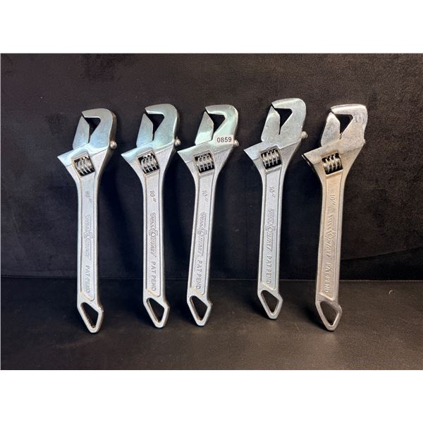 Set of 5 Full Contact Adjustable Wrenches - New