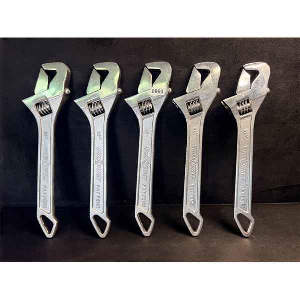 Set of 5 Full Contact Adjustable Wrenches - New
