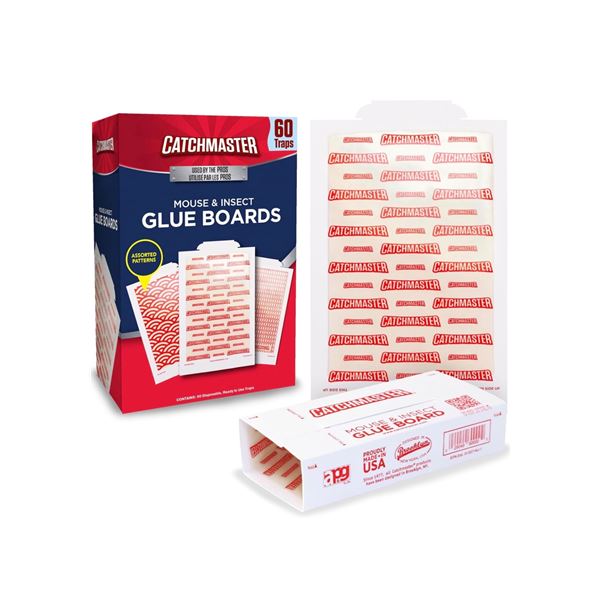 60-Pack Box of Catchmaster Mouse & Insect Glue Boards/Traps for Pest Control (8" x 5") New
