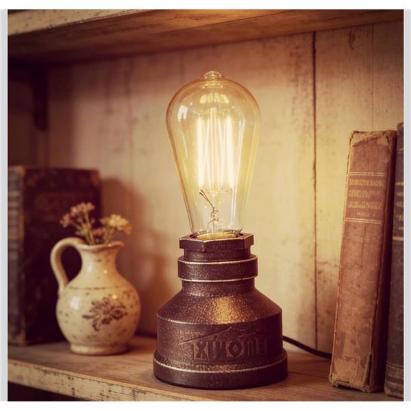 Alloy Metal Water Pipe Steampunk-Style Table Lamps - Brand New