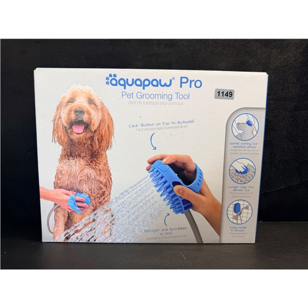 Aquapaw Pro Pet Grooming Tool - Sprayer and Scrubber Tool in One with Hose & Shower Attachment - New