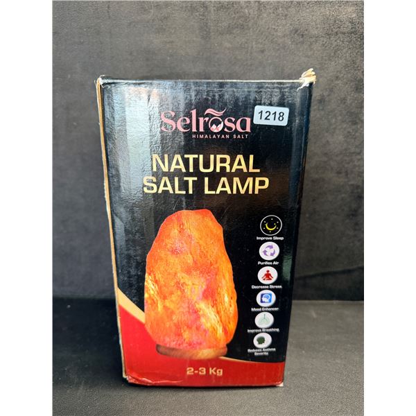 Selrosa Himalayan Salt Lamp (5-7lbs) Hand-Carder Natural Pink Crystal Rock w/ Wooden Base - New!