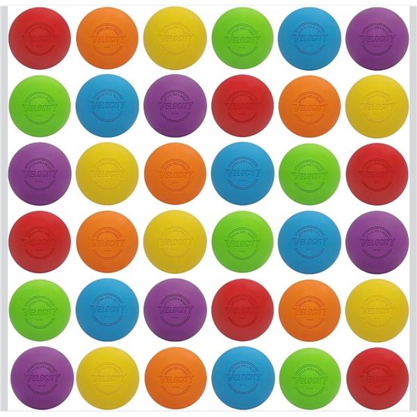Box of 36 Velocity Lacrosee Balls - Multicolor 6x6 Packs - New