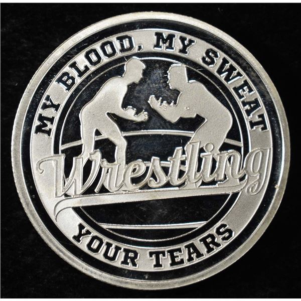 WRESTLING 1 OZ .999 SILVER ROUND