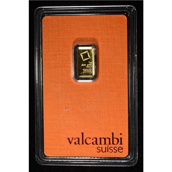 VALCAMBI SUISSE 1 GRAM .9999 GOLD BAR