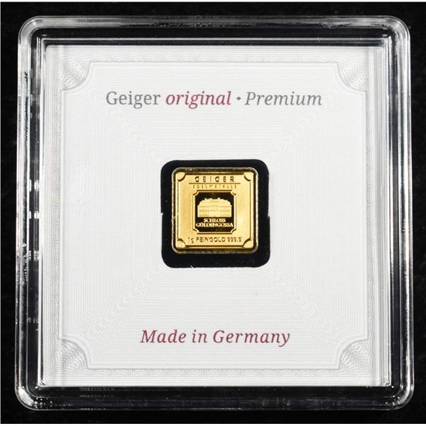 GEIGER 1 GRAM .9999 GOLD SQUARE