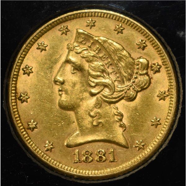 1881 $5 GOLD LIBERTY BU