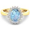 Image 1 : 14KT Yellow Gold 0.96ct Aquamarine and Diamond Ring