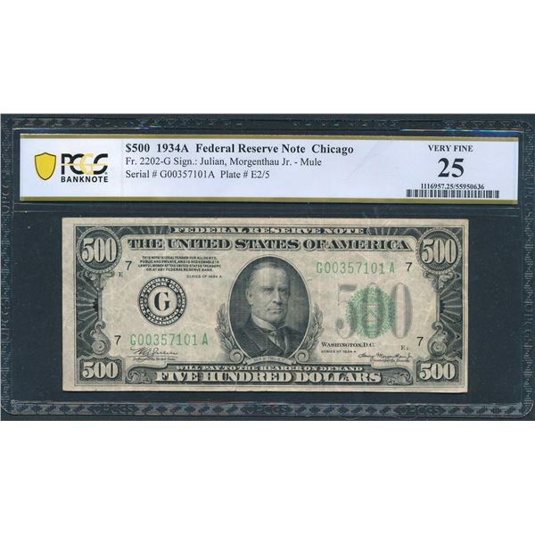 1934A $500 Chicago FRN PCGS 25