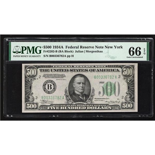 1934A $500 New York FRN PMG 66EPQ