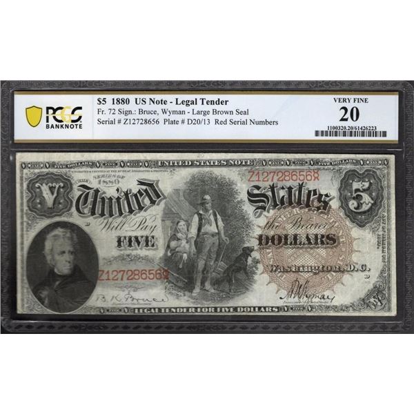 1880 $5 Legal Tender Note PCGS 20