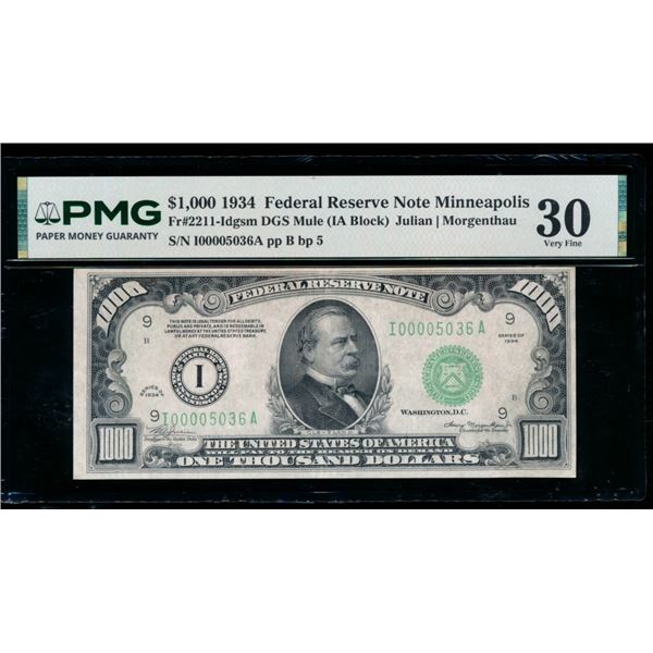 1934 $1000 Minneapolis FRN PMG 30