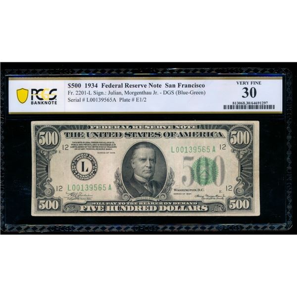1934 $500 San Francisco FRN PCGS 30