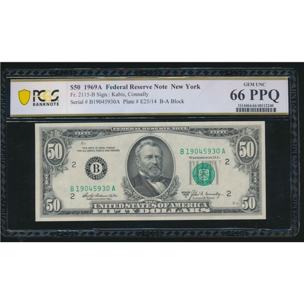 1969A $50 New York FRN PCGS 66PPQ