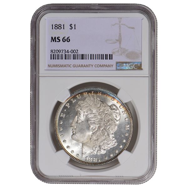 1881 $1 Morgan Silver Dollar NGC MS66