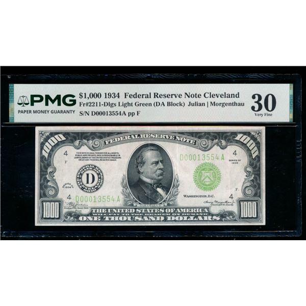 1934 $1000 Cleveland FRN PMG 30