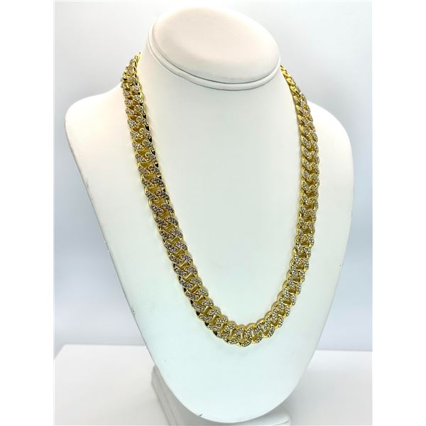 Huge 91.2 Gram 14 Kt Gold Plated Miami Cuban Link Necklace