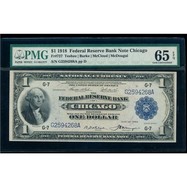 1918 $1 Chicago FRBN PMG 65EPQ
