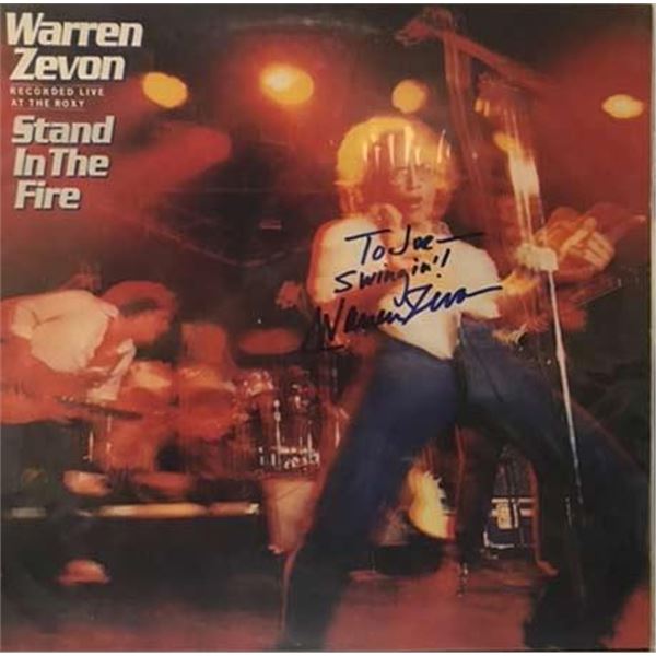 Warren Zevon signed Stand In the Fire album