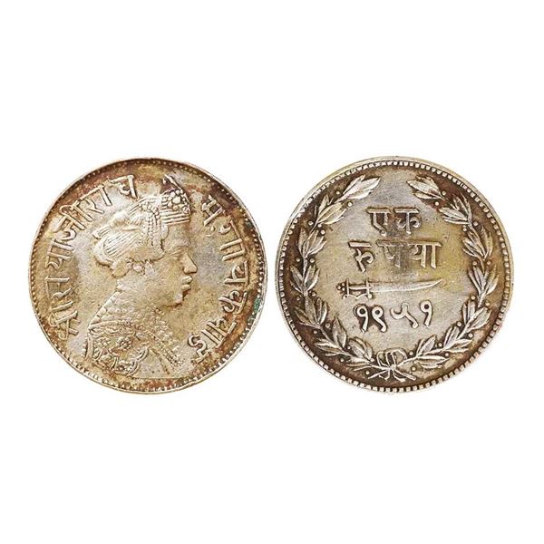 Baroda State, Sayaji Rao III (AH 1292-1357, VS 1932-1995, 1875-1938 AD), Silver Rupee, 11.24 gms