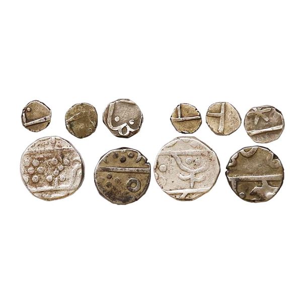 Mewar State, Chandori Series, Silver Rupee, ½ Rupee, ¼ Rupee, 1/8 Rupee & 1/16 Rupee, 10.70gm/5.31gm