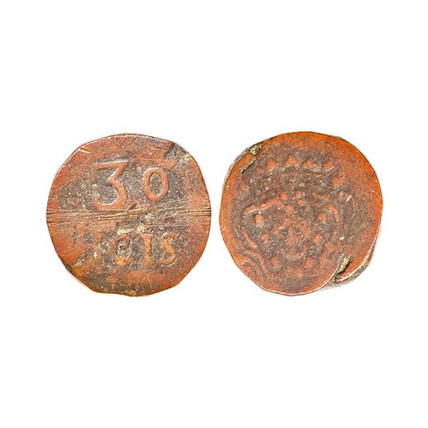 Indo Portuguese, Maria I (1788-1799 AD), Copper 15 Reis, 8.83 gms