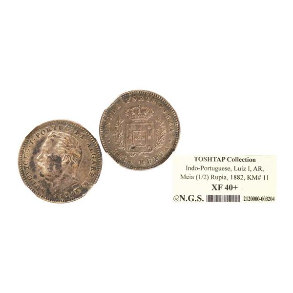 Indo-Portuguese, Luiz I, Silver ½ Rupia ( Meia Rupia ), 1882,