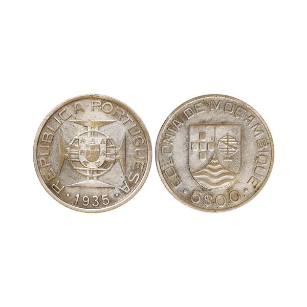 Portuguese, Mozambique, Silver 5 Escudos, 1935 AD