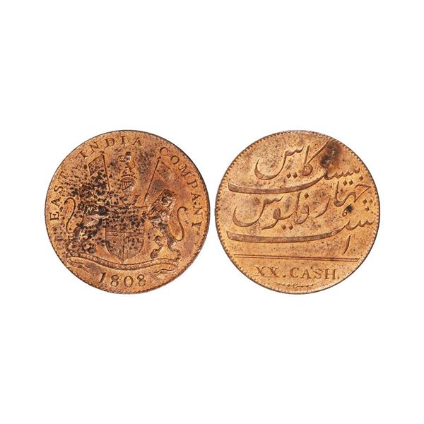 Madras Presidency, Copper 20 Cash, 9.25 gms