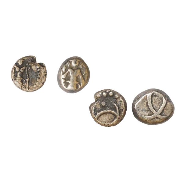 Madras Presidency, Set of 2, Silver Fanam, 1.79 gms, Silver ½ Fanam, 0.85 gms,