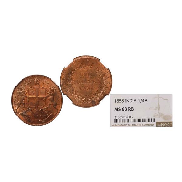 East India Company, Copper 1/4 Anna, 1858