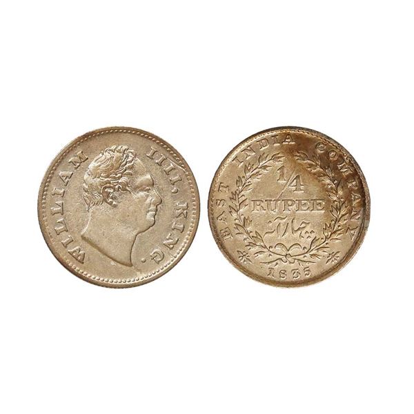 William IIII, King, Silver 1/4 Rupee, 1835