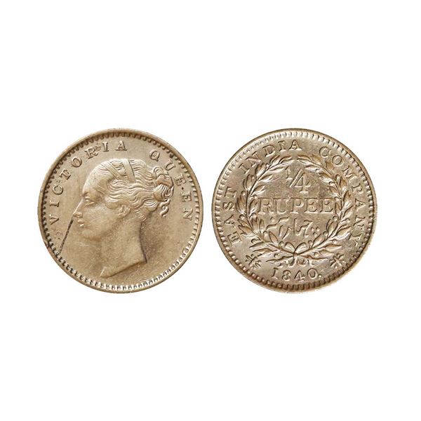 Victoria Queen, CL, Silver 1/4 Rupee, 1840