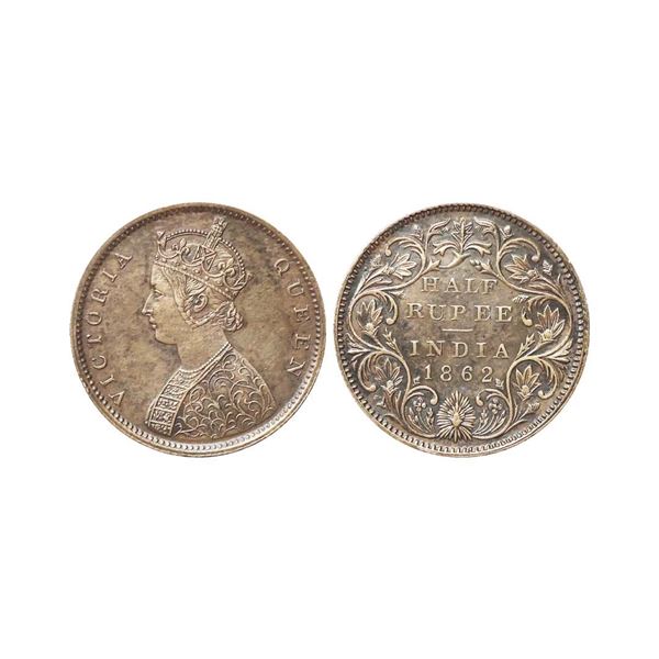 Victoria Queen, Silver 1/2 Rupee, 1862