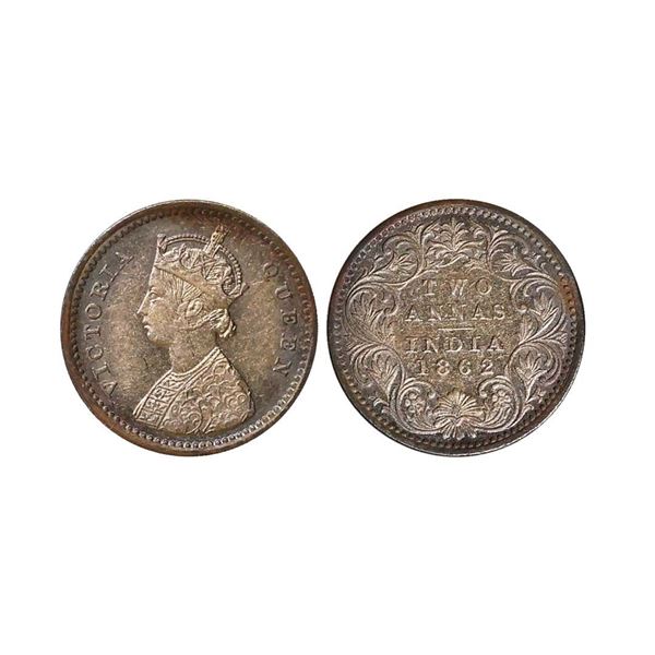Victoria Queen, Silver 2 Anna, 1862
